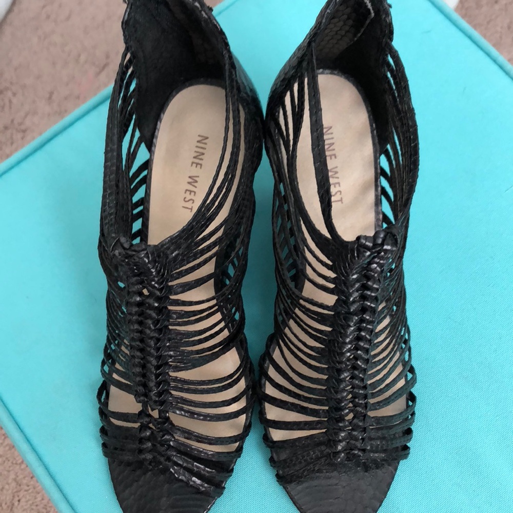 Black wedge sandals